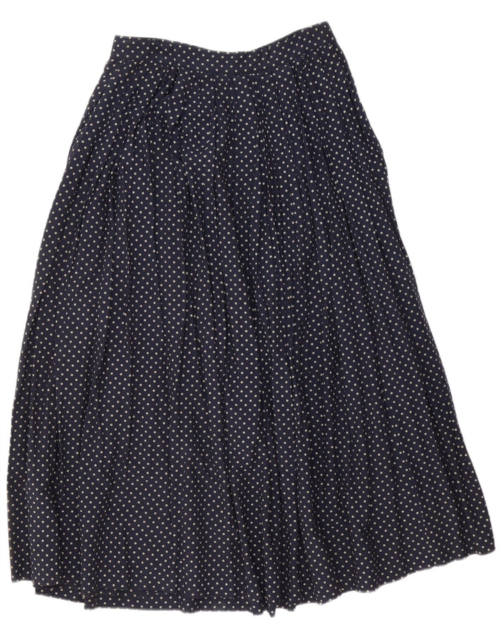 Gonna lunga svasata da donna vintage IT 46 grande W30 blu navy a pois