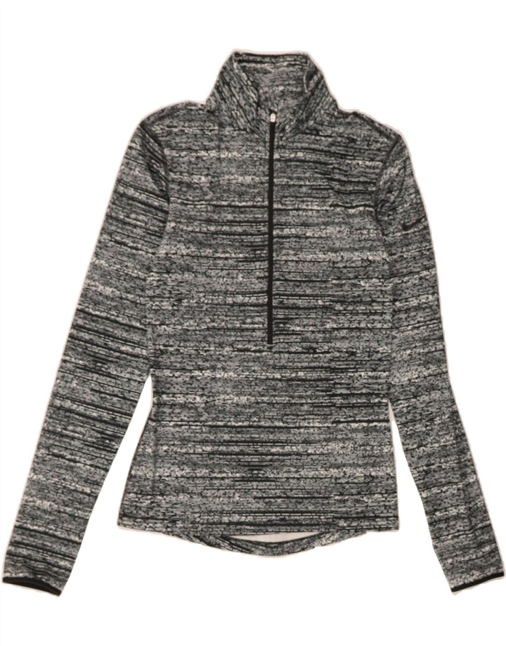 NIKE Womens Dri Fit Pullover Tracksuit Top UK 8 Small Grey Flecked Vintage Nike and Second-Hand Nike from Messina Hembry 