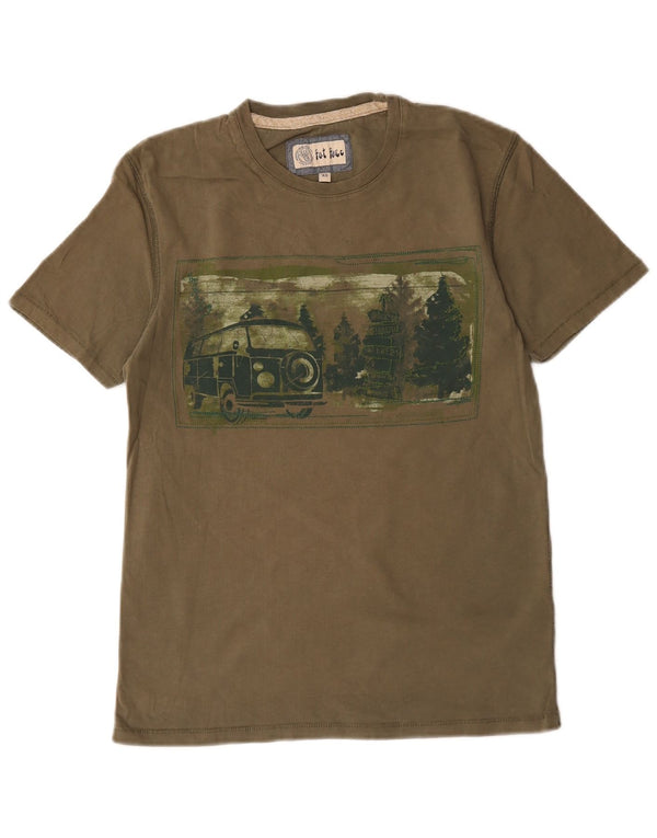 T-shirt grafica da uomo Fat Face Top XS cotone kaki