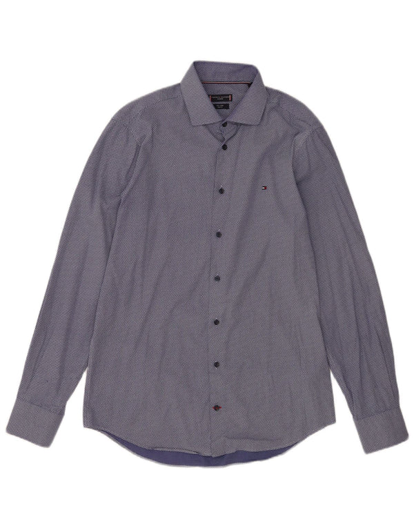 Camicia slim fit da uomo Tommy Hilfiger taglia 40 15 3/4 blu medio maculato
