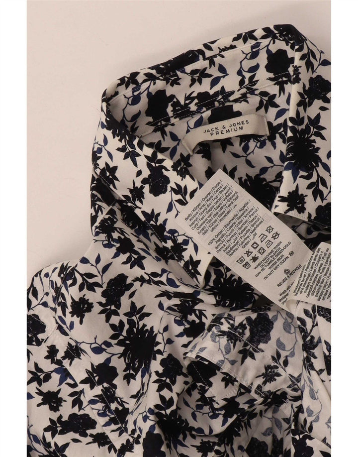Camicia da uomo Jack & Jones in cotone floreale bianco medio