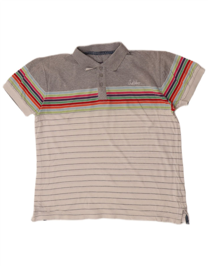 Polo da uomo Quiksilver in cotone a righe grigio medio