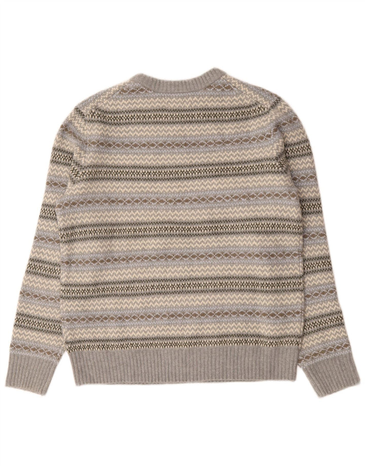 Marks & Spencer Maglione da uomo con scollo a barca Maglione in lana Fair Isle grigio medio