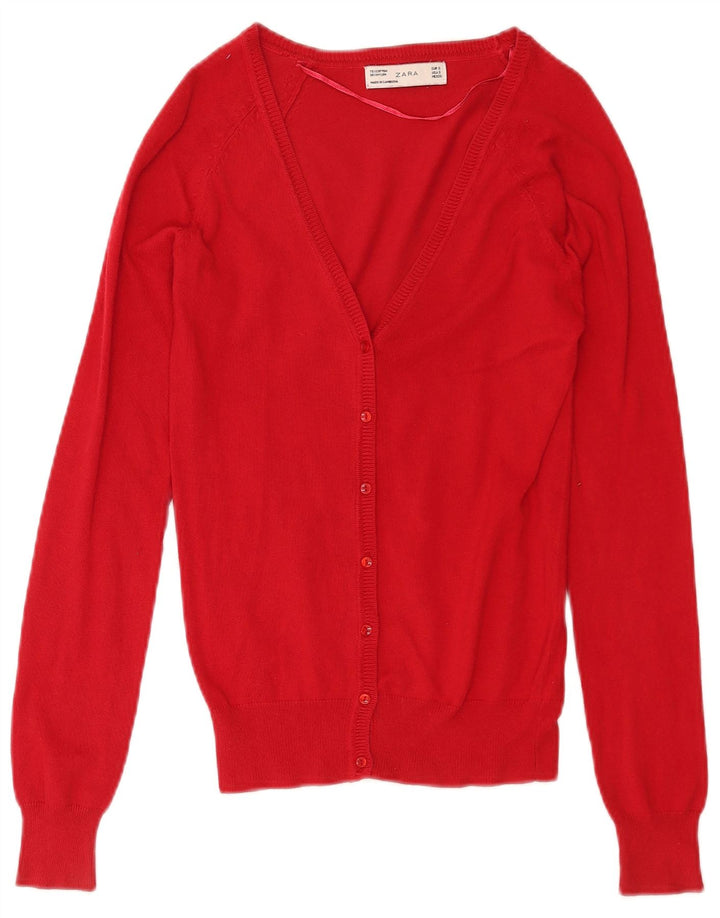 Maglione cardigan da donna Zara UK 10 piccolo cotone rosso