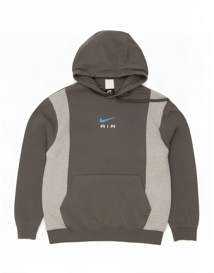 Felpa con cappuccio da uomo Nike in cotone color block grigio medio