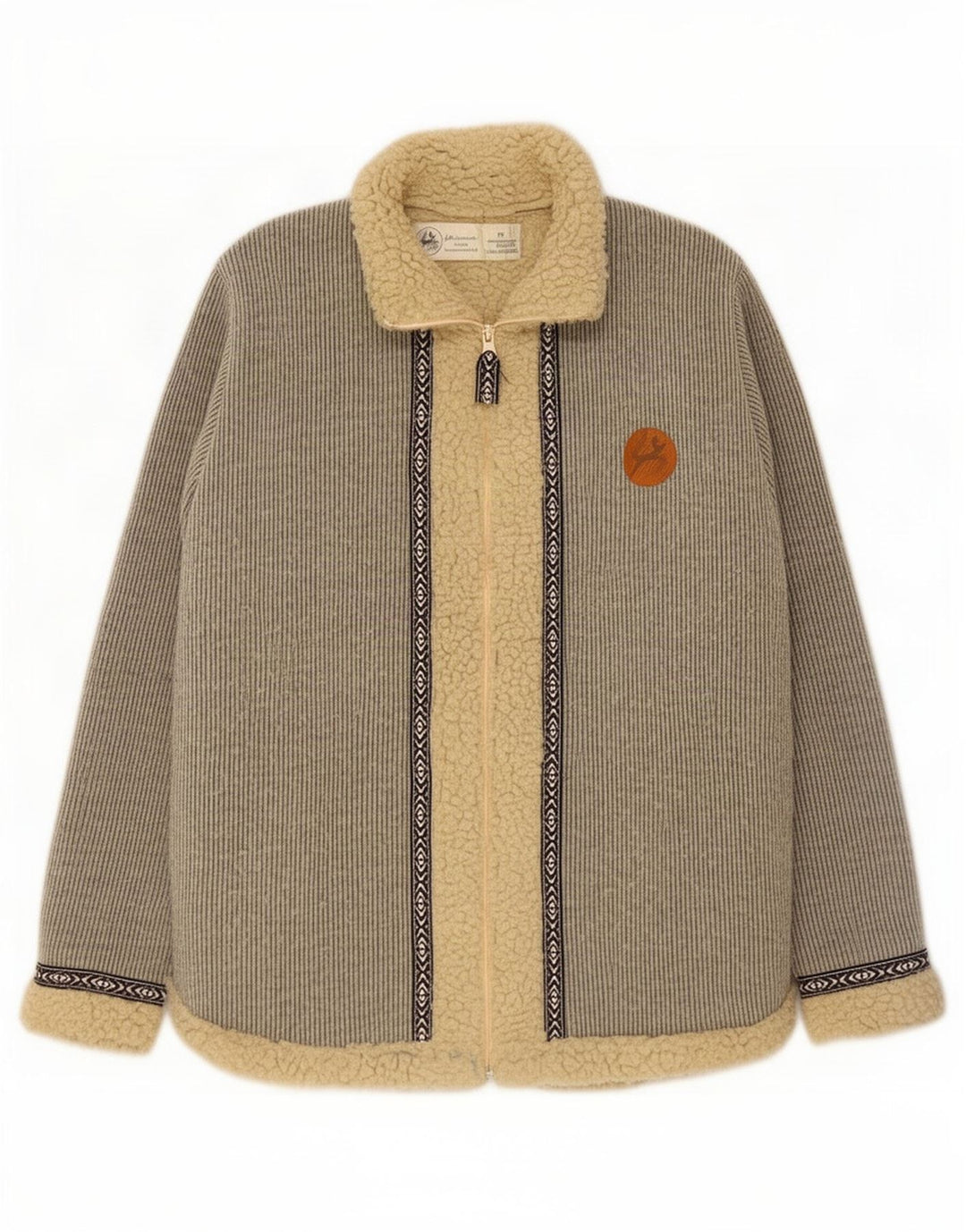 Giacca Sherpa da uomo Lapponia UK 42 XL Poliestere geometrico grigio