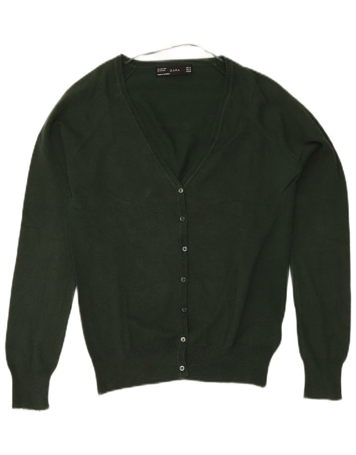 Maglione cardigan da donna Zara UK 12 cotone verde medio