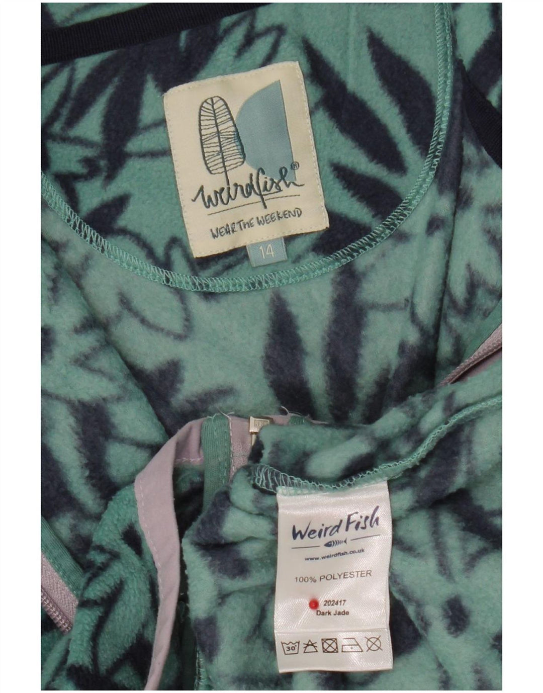 Giacca in pile da donna Weird Fish UK 14 Grande poliestere floreale verde