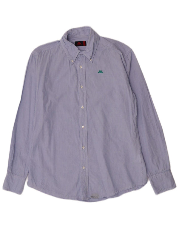 Camicia Kappa Uomo Large Blu Gessato Cotone