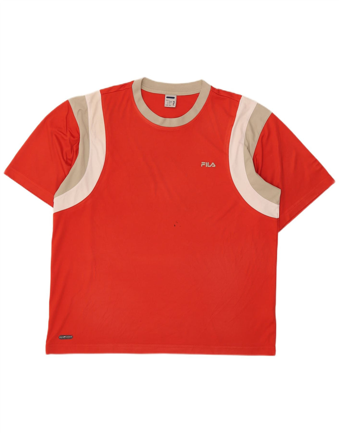T-shirt da uomo Fila Top IT 52/54 Large Rosso Colourblock in poliestere