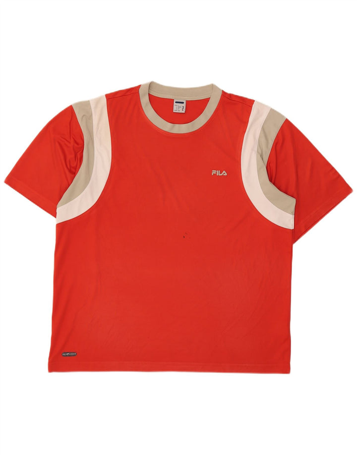 T-shirt da uomo Fila Top IT 52/54 Large Rosso Colourblock in poliestere