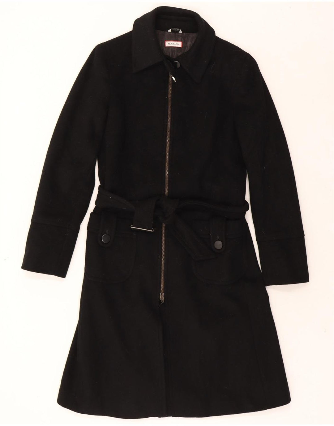 MAX & CO. Womens Overcoat UK 10 Small Black Wool Vintage Max & Co. and Second-Hand Max & Co. from Messina Hembry 