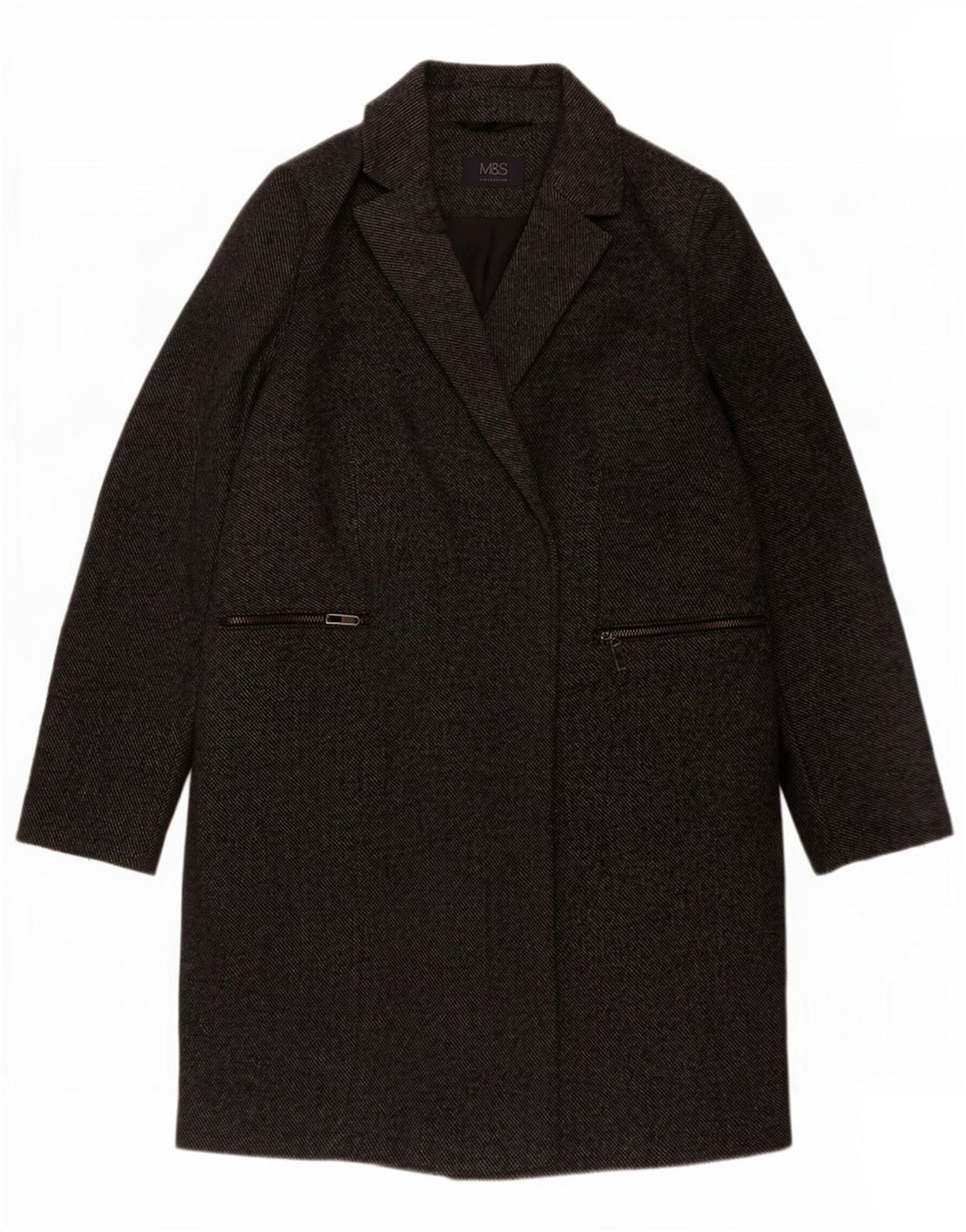 Cappotto da donna Marks & Spencer UK 14 Poliestere gessato grigio medio