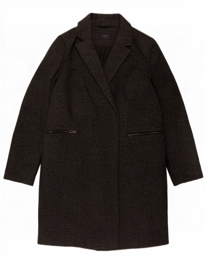 Cappotto da donna Marks & Spencer UK 14 Poliestere gessato grigio medio