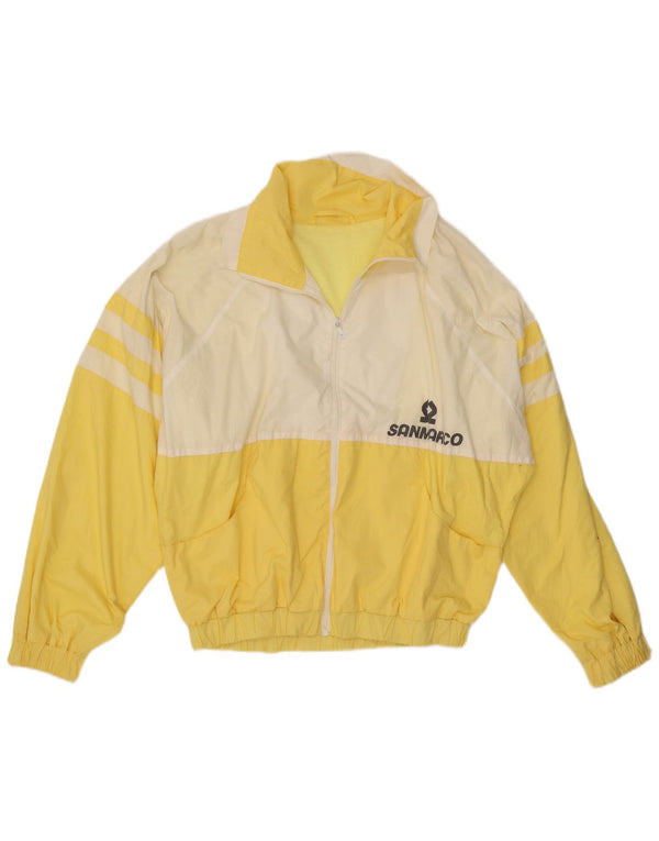 Giubbotto bomber grafico da uomo vintage UK 42 XL color block giallo
