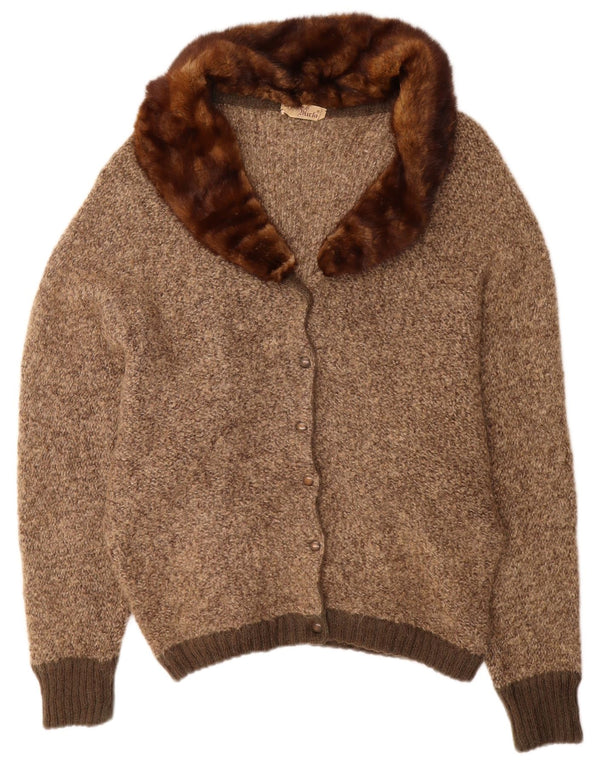 Maglione cardigan da donna VINTAGE UK 18 XL Marrone