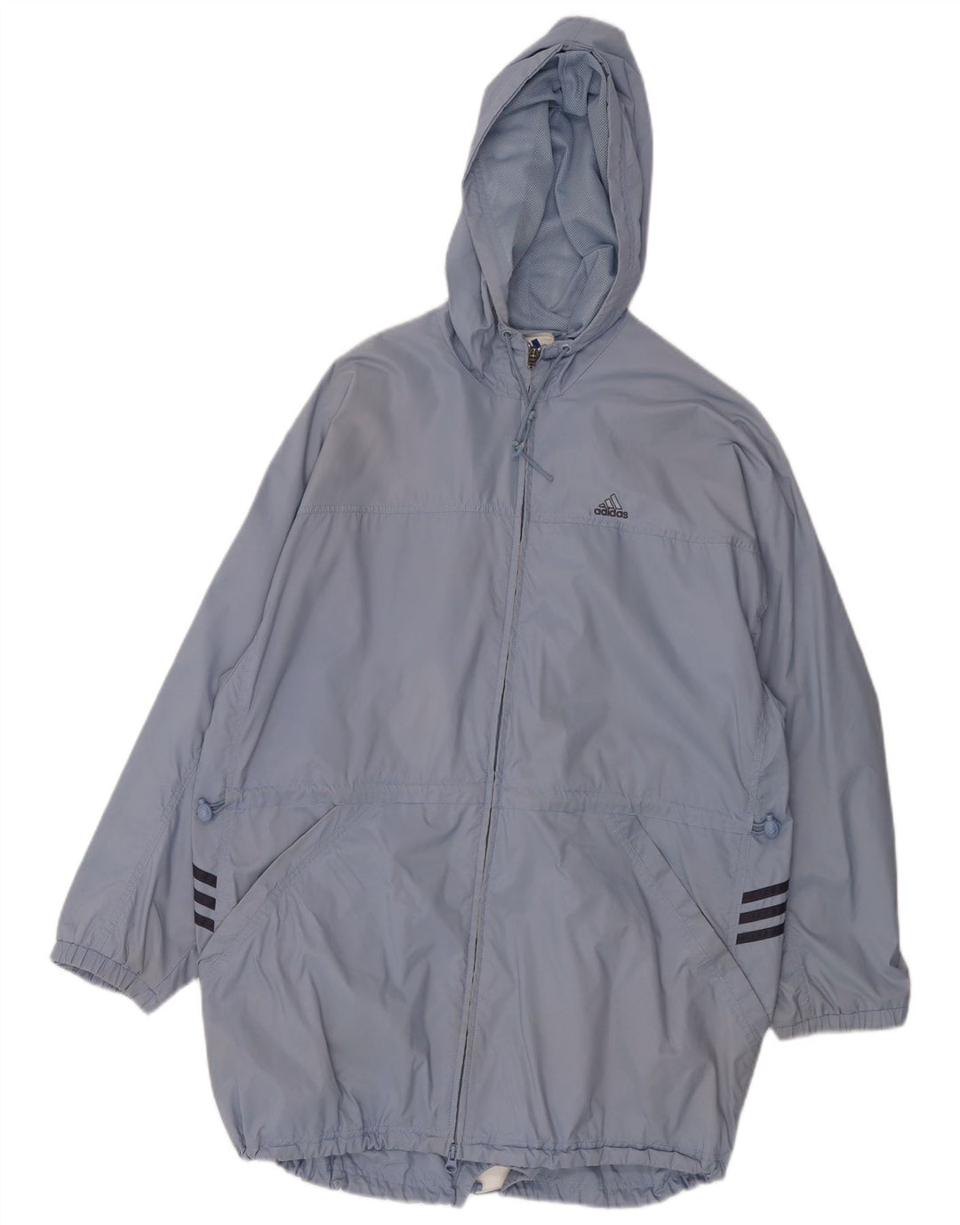 Impermeabile oversize con cappuccio da donna ADIDAS UK 12 blu medio in poliammide