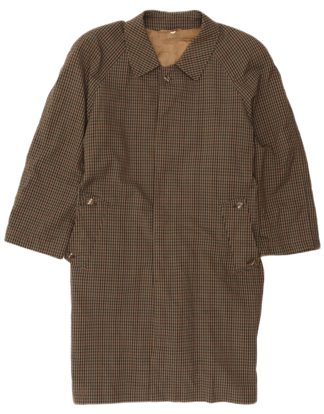 Soprabito vintage da donna UK 18 XL marrone a quadretti
