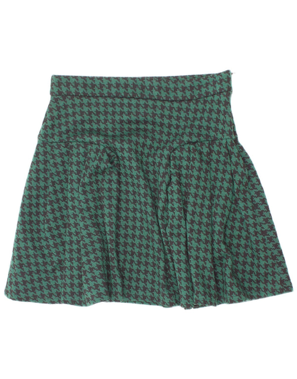 Gonna a pieghe Zara per ragazze 13-14 anni W26 poliestere pied de poule verde