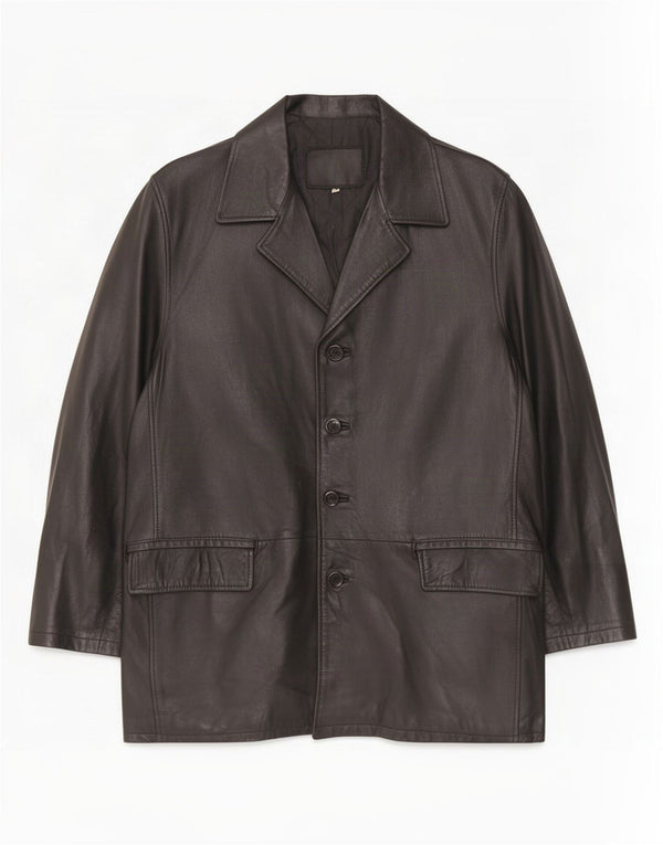 Cappotto in pelle vintage da uomo UK 40 grande nero