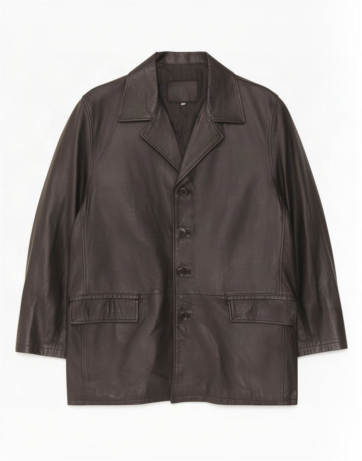 Cappotto in pelle vintage da uomo UK 40 grande nero