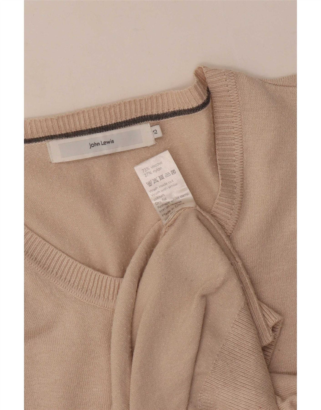 Maglione cardigan da donna John Lewis UK 12 Viscosa beige medio