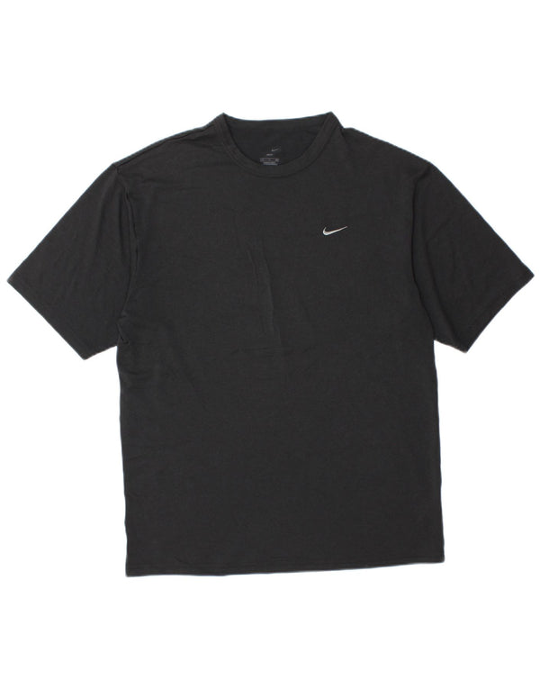 T-shirt Nike da uomo Dri Fit, top in poliestere nero medio