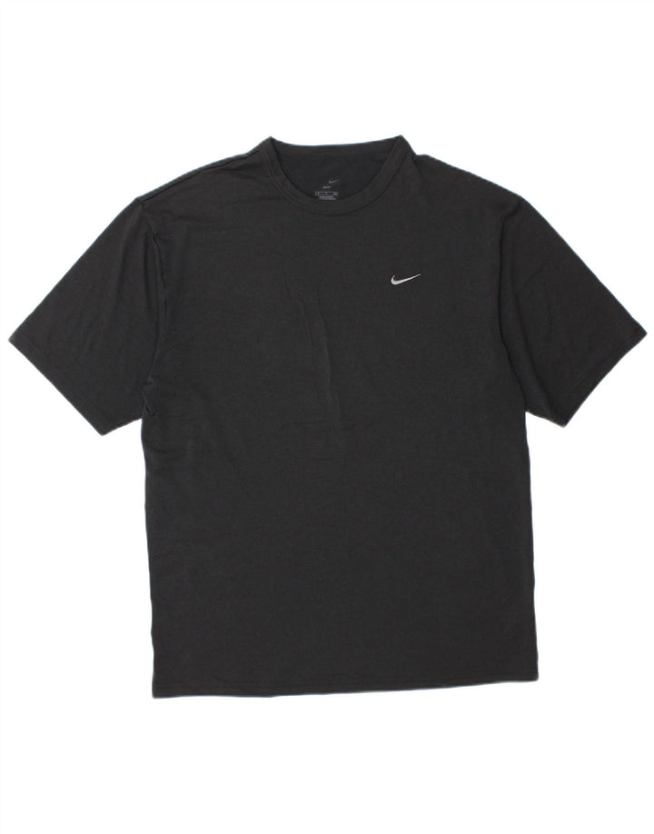 T-shirt Nike da uomo Dri Fit, top in poliestere nero medio