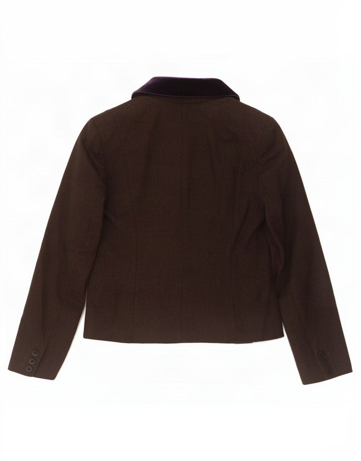 Giacca blazer da donna a 1 bottone Ted Baker taglia 3 in lana marrone medio
