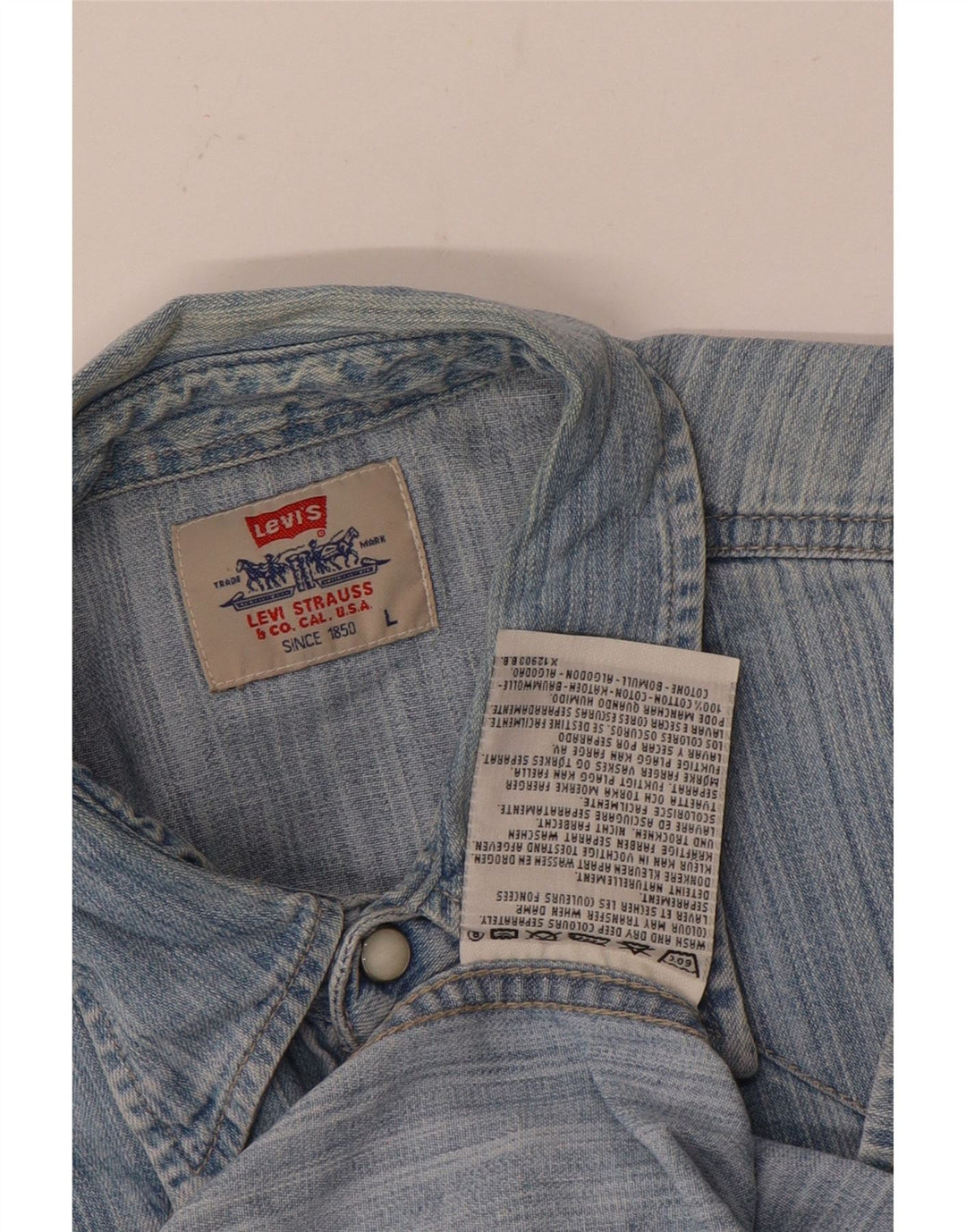 Camicia Levi's da uomo in denim di cotone gessato blu grande