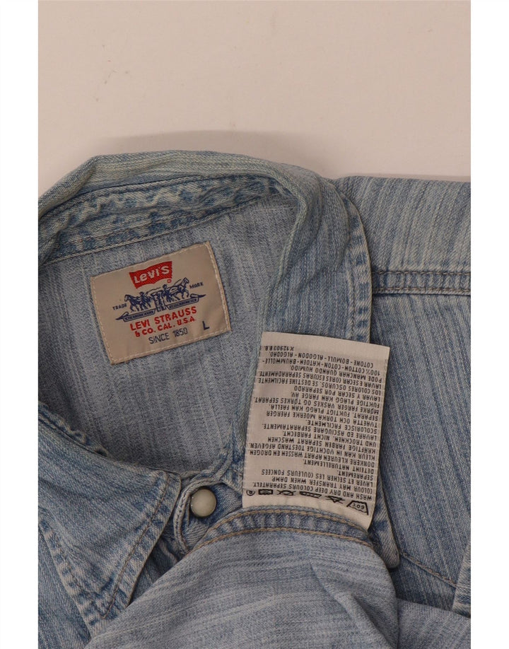 Camicia Levi's da uomo in denim di cotone gessato blu grande