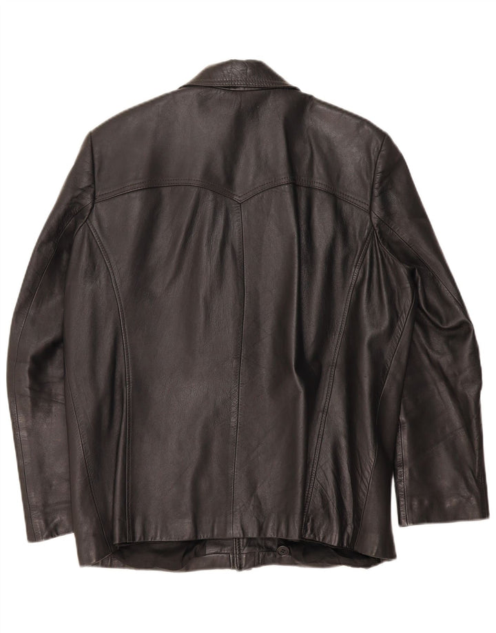 Giacca in pelle vintage da uomo EU 51 grande in pelle nera
