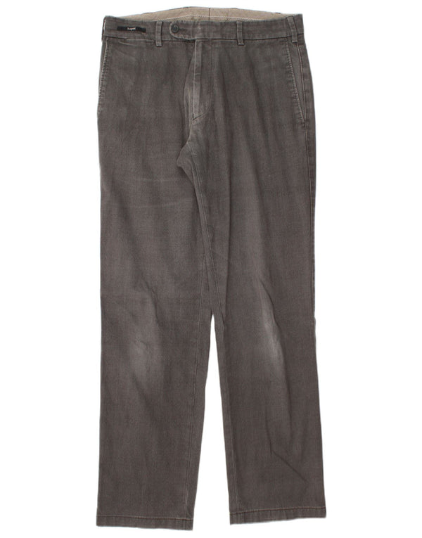 Pantaloni da abito dritti da uomo Bugatti IT 46 Small W32 L30 Cotone a quadri grigi