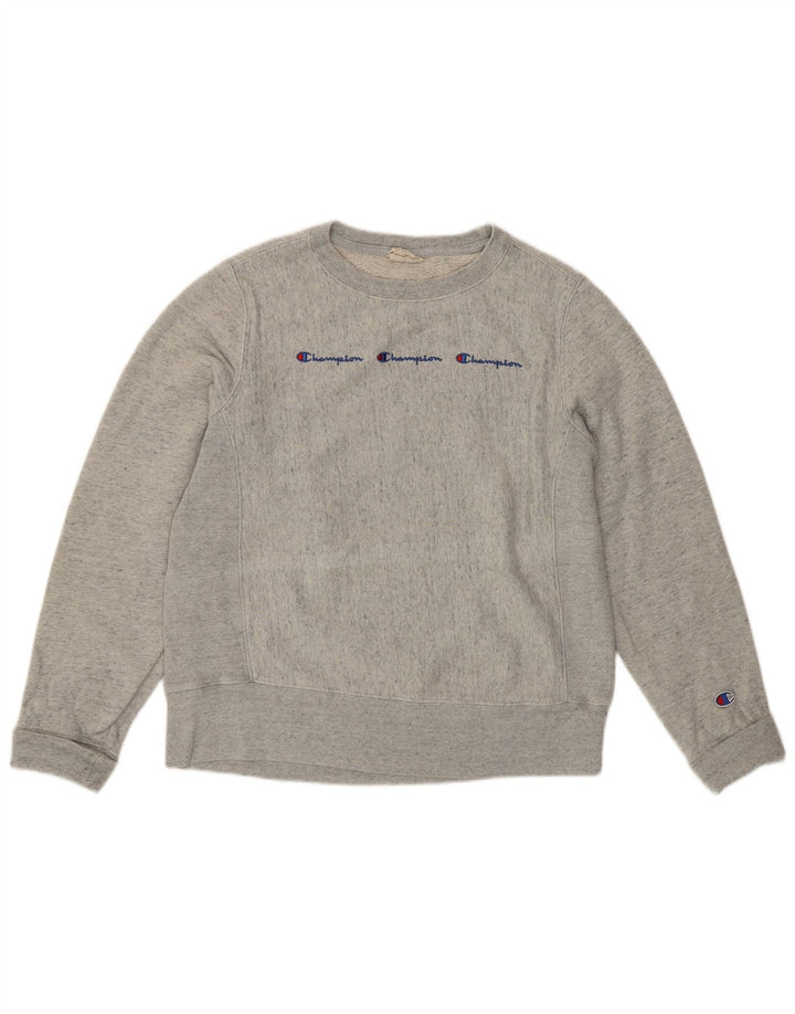 Felpa con grafica da donna Champion, maglione UK 10, piccolo cotone grigio