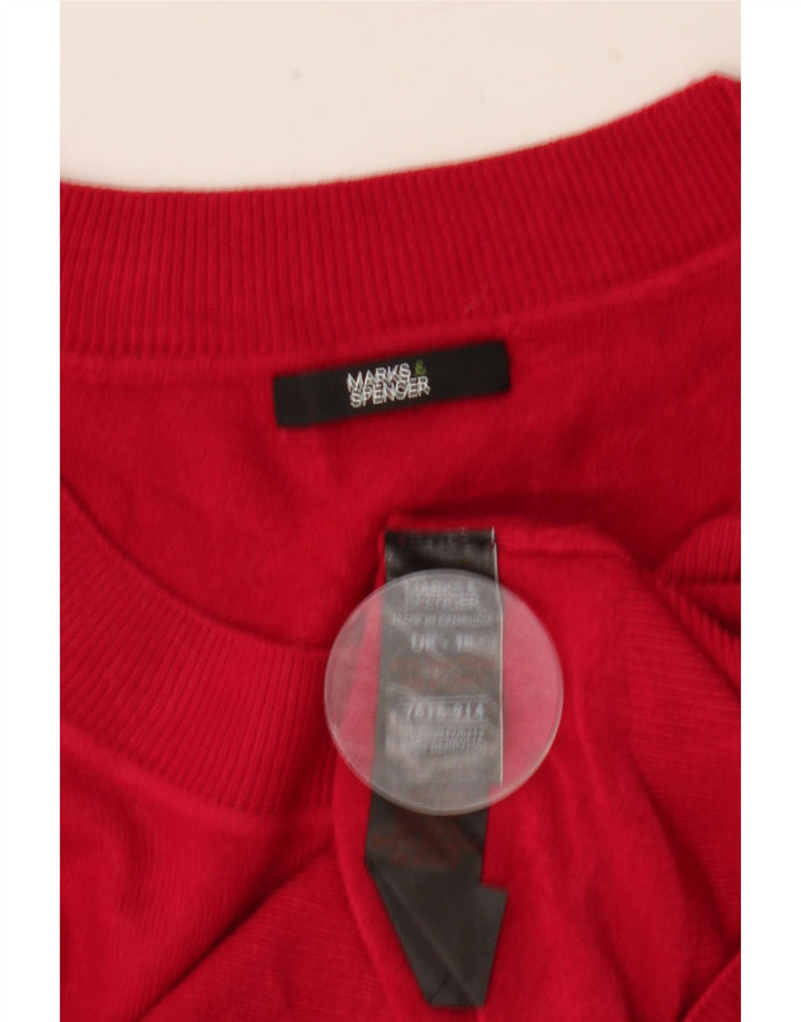 MARKS & SPENCER Maglione cardigan corto da donna UK 10 Piccolo acrilico rosa