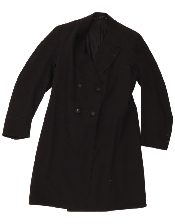 Cappotto doppiopetto vintage da donna UK 12 medio nero