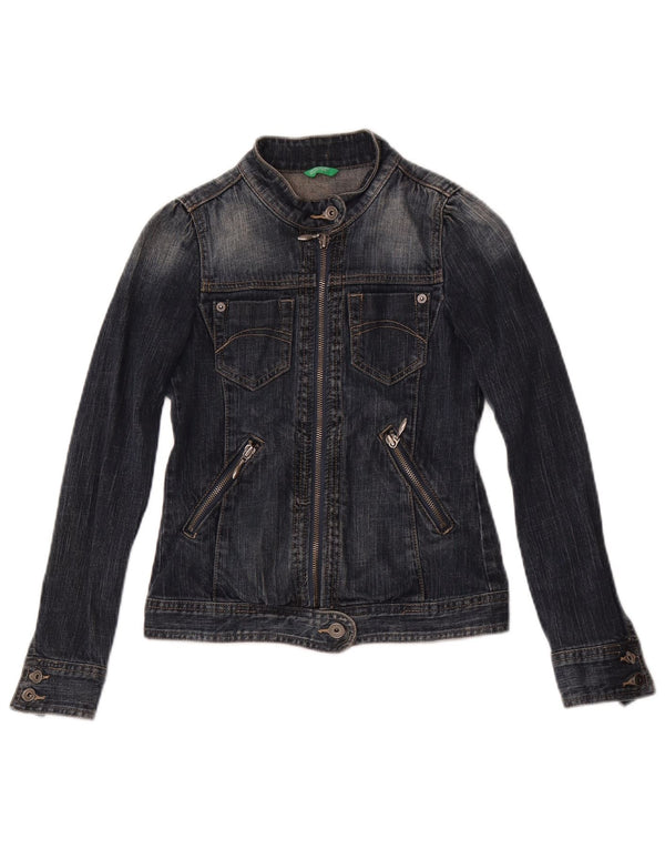 Giubbotto Jeans Bambina Benetton 8-9 Anni Large Blu Navy Cotone