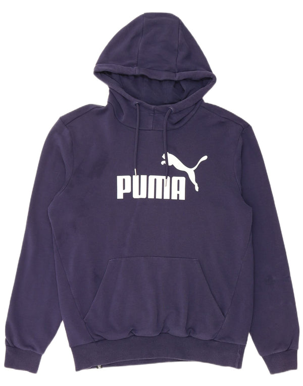 PUMA Felpa con cappuccio grafica da uomo in cotone medio blu navy