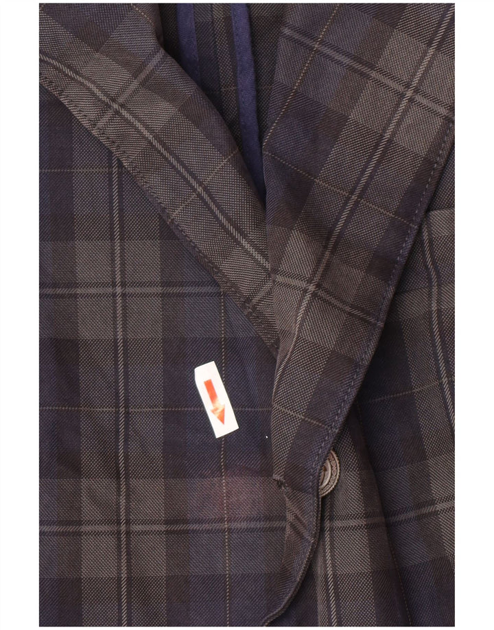 Giacca blazer da uomo a 3 bottoni Jaggy IT 48 cotone medio a quadri blu navy