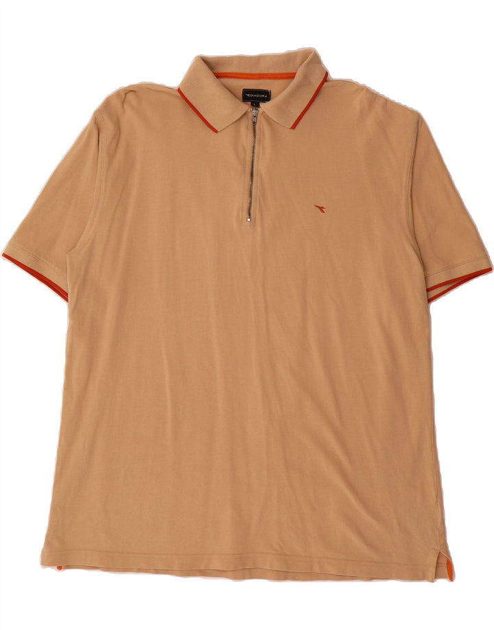 DIADORA Mens Polo Shirt Large Beige Cotton Vintage Diadora and Second-Hand Diadora from Messina Hembry 
