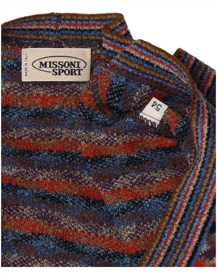 MISSONI Maglione Cardigan Uomo IT 54 XL Designer geometrico multicolore