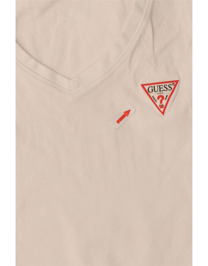 T-shirt da donna Guess Top UK 12 cotone bianco medio