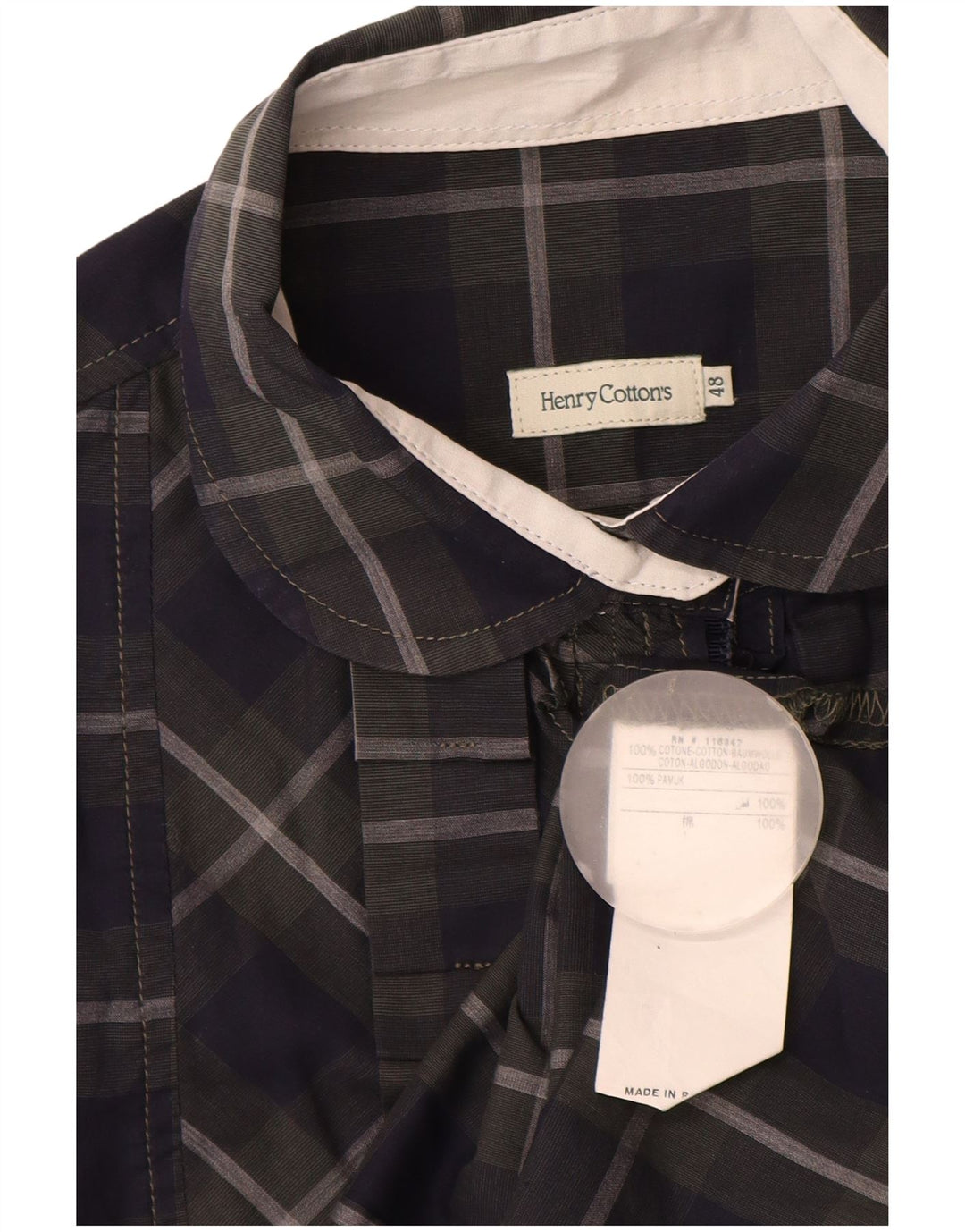 Camicia da donna con volant sul davanti Henry Cottons IT 48 XL Cotone a quadri blu navy
