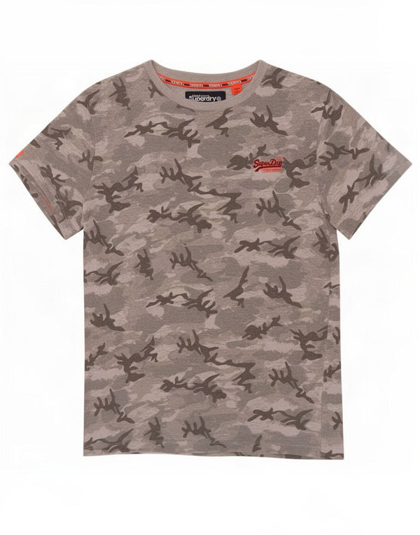 T-shirt da uomo Superdry Top XS in cotone mimetico grigio
