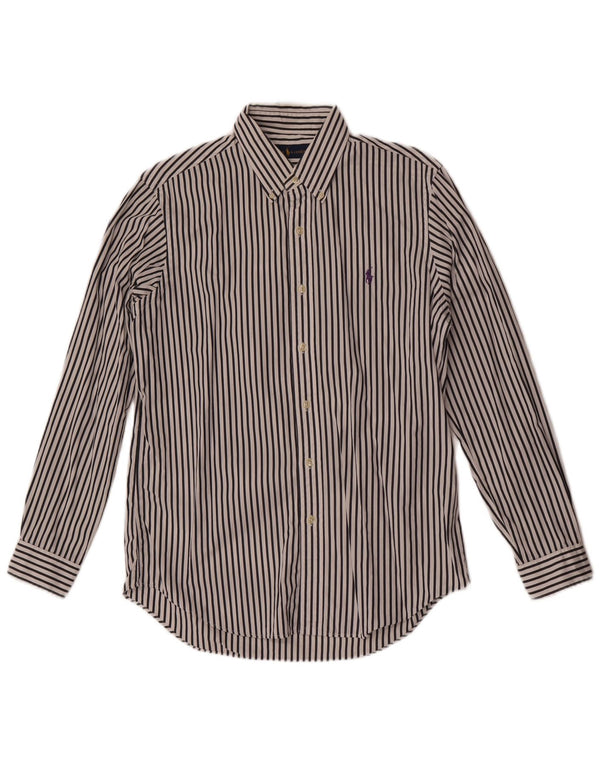 Camicia da uomo Ralph Lauren in cotone gessato bianco medio
