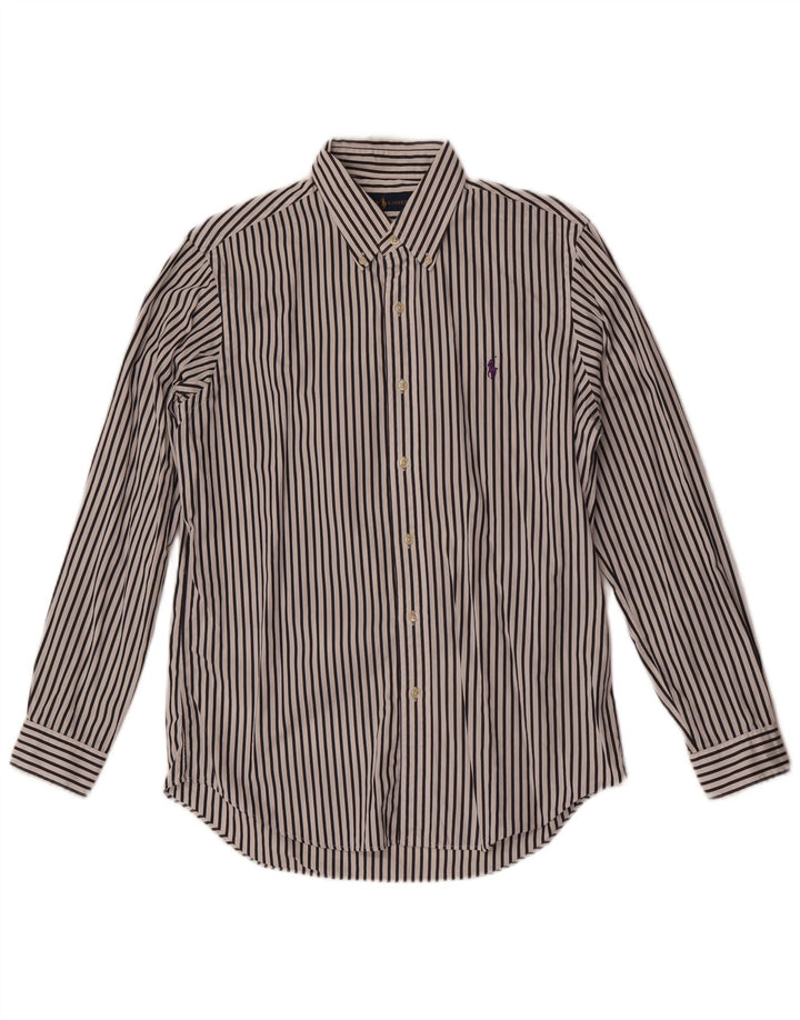 Camicia da uomo Ralph Lauren in cotone gessato bianco medio