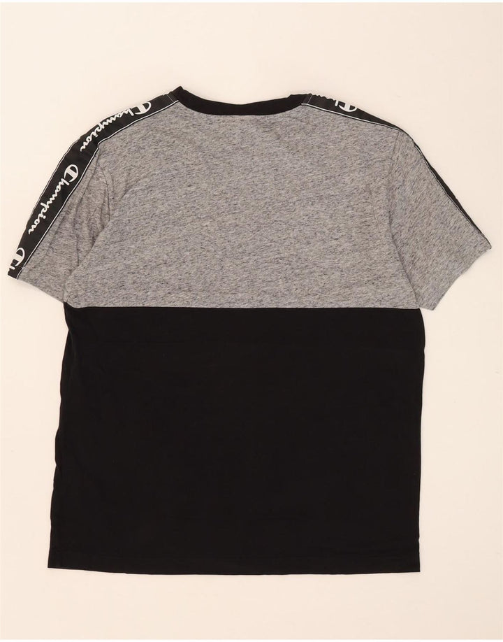 T-shirt grafica da uomo Champion Top in cotone color block medio nero