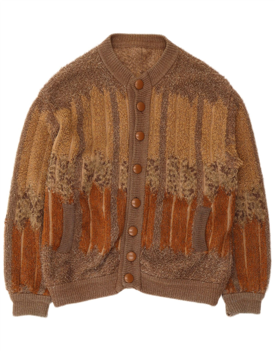 Maglione cardigan da uomo vintage marrone medio geometrico
