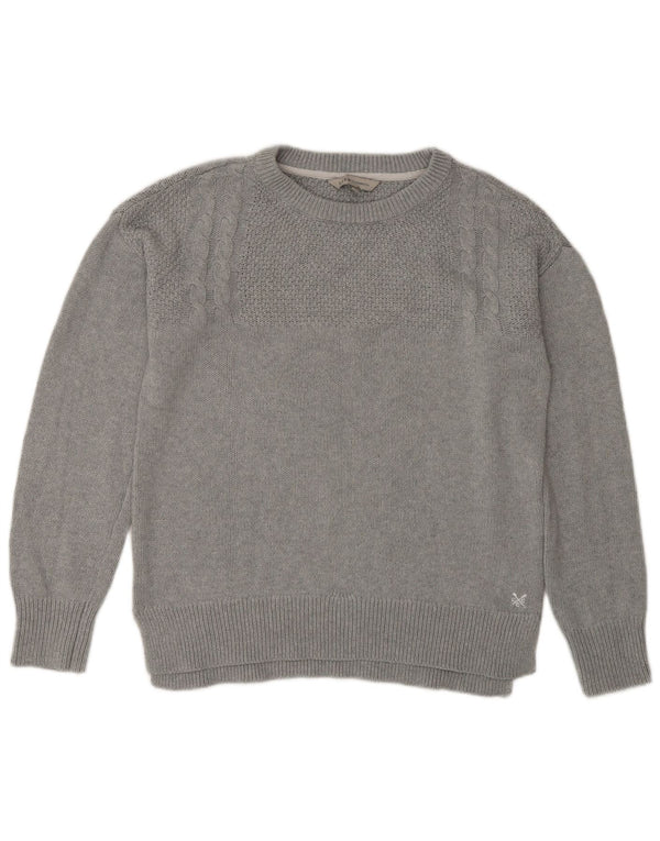Crew Clothing Maglione con collo da donna UK 12 Cotone grigio medio