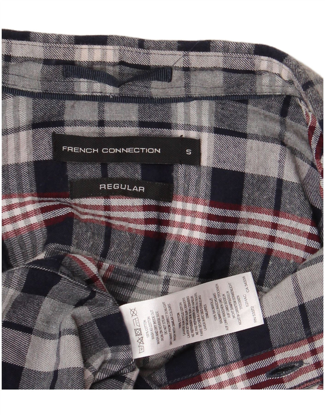FRENCH CONNECTION Camicia da uomo in flanella dalla vestibilità regolare, piccolo quadretto blu navy